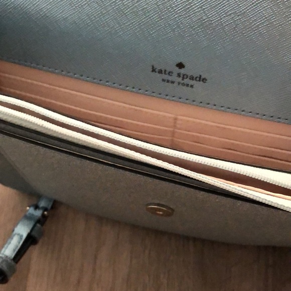 Kate Spade Tinsel Glitter Fabric Flap Crossbody Color Frosty Sky NWT - Picture 10 of 16